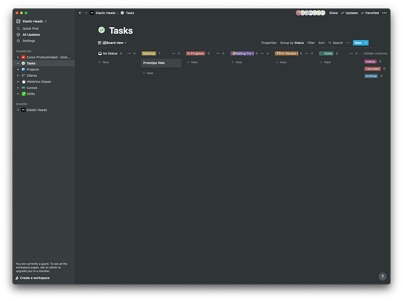 Planificación de tareas (Kanban) con Notion
