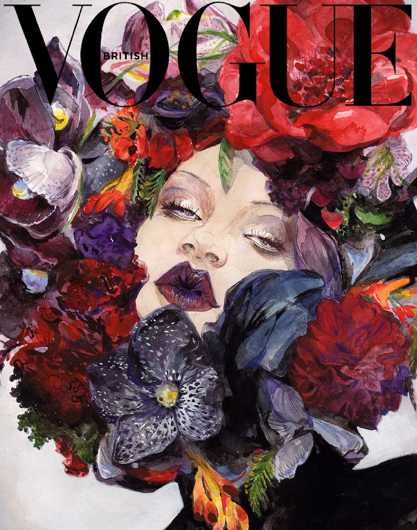 British Vogue with Rihanna // Colored Pencil + Gouache on Arches Paper 8' x 10'