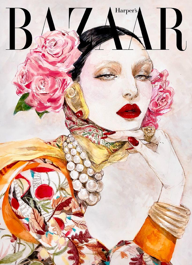 Harpers Bazaar Mexico - Gucci // Colored Pencil + Gouache on Arches Paper 8' x 10'