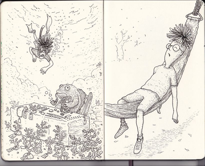 Inktober 2020, día 20 y 21: 'coral' y 'sleep'.