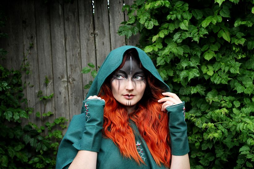 Fantasy viking hood with makeup