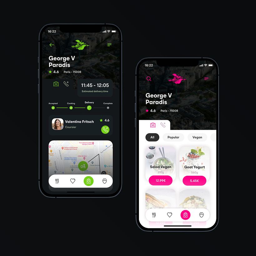An app I designed for the restaurant Paradis du Fruit currently on my Dribbble