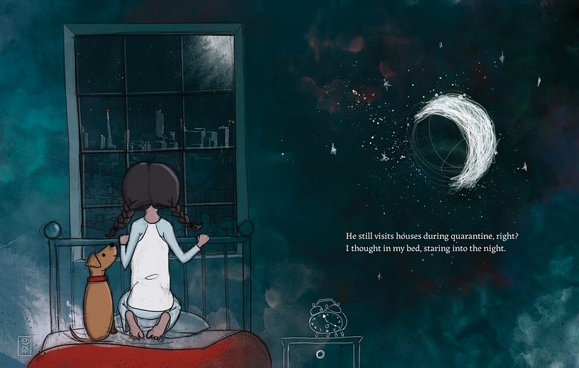 Illustrated Book (Procreate/InDesign/Photoshop): "Will Santa Stop Here? A Quarantine Christmas Carol"
