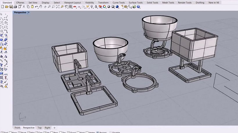 Las piezas fueron modeladas en rhino