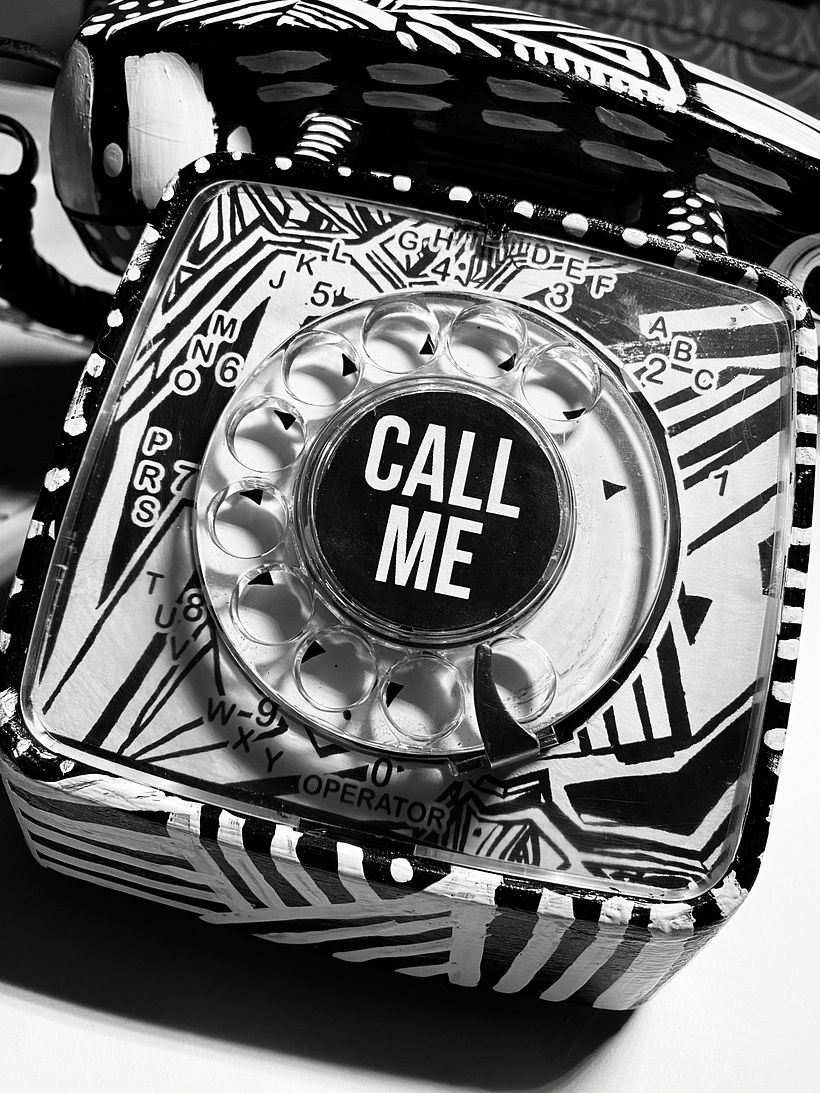 Hello. Say What? Street Art on a Phone. VX1 Remix Rotary Telephone. Checkout more on @urbandigitz .com