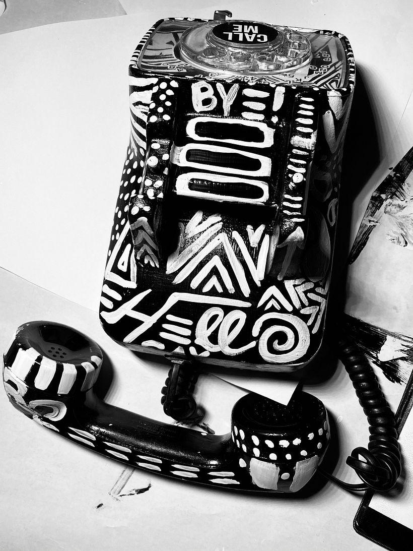 Hello. Say What? Street Art on a Phone. VX1 Remix Rotary Telephone. Checkout more on @urbandigitz .com