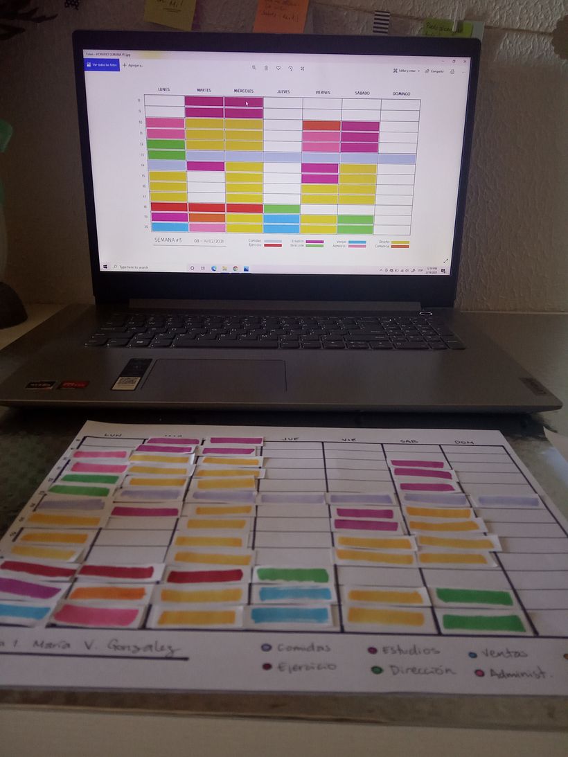 Organización del horario semanal
