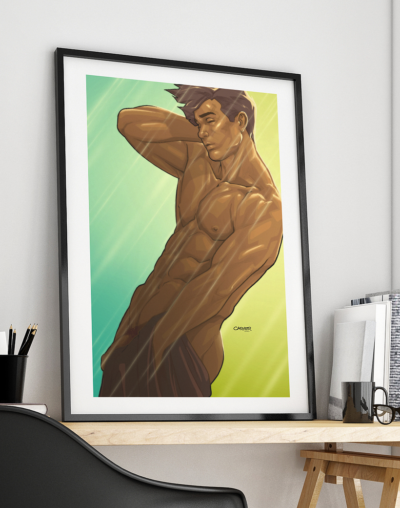 Create with Procreate app on 1st-generation 1Pad Pro. Picture frame mockup from emske.com