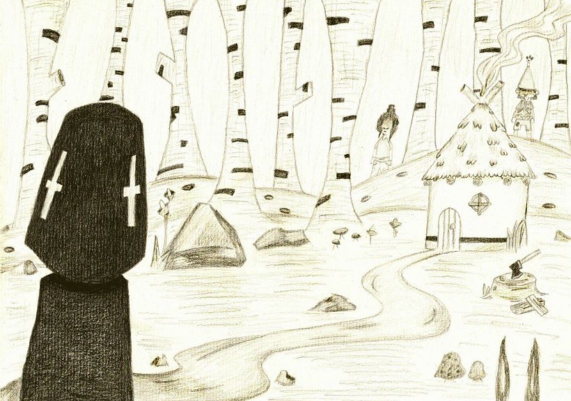 La bruja buscando niños para hacer los caramelos