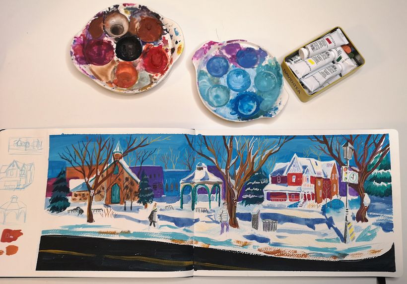 My project in Pictorial Sketchbook with Gouache course 1