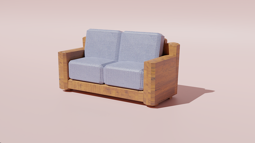Sofa. LowPoly. 3D Model. Textures. Blender. / Sofá. Modelo 3D. Poucos Poligonos. Texturas. Blender. - AlêBonholi