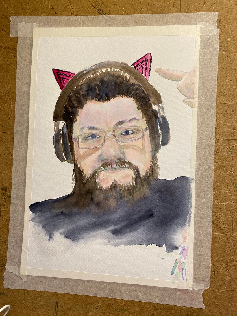 Man with kitten ears.