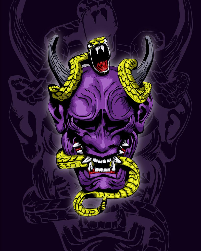 My 1st project - Oni Mask and viper snake -1