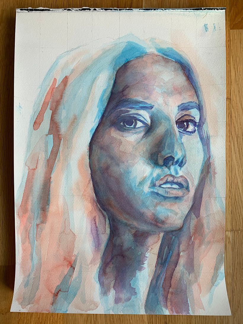 Second attempt: the blue layer was too detailed with too many tonal values