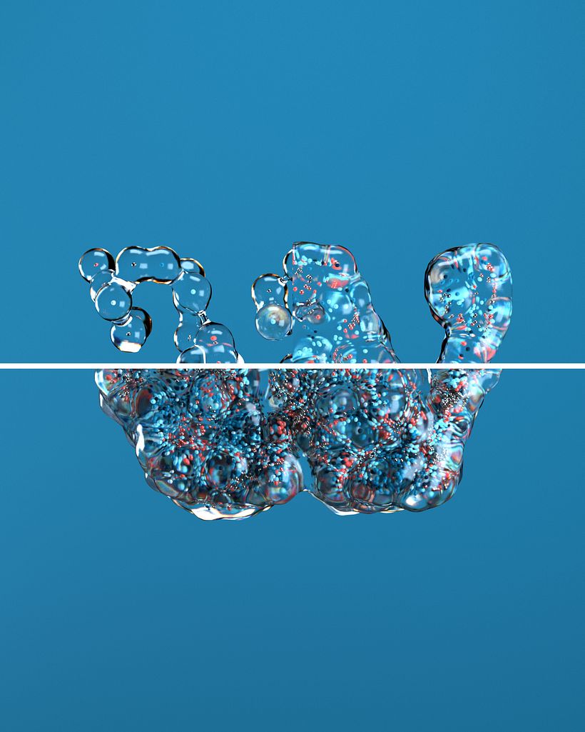 BUBBLE FLOW: Lettering 3D animado con X-Particles 30