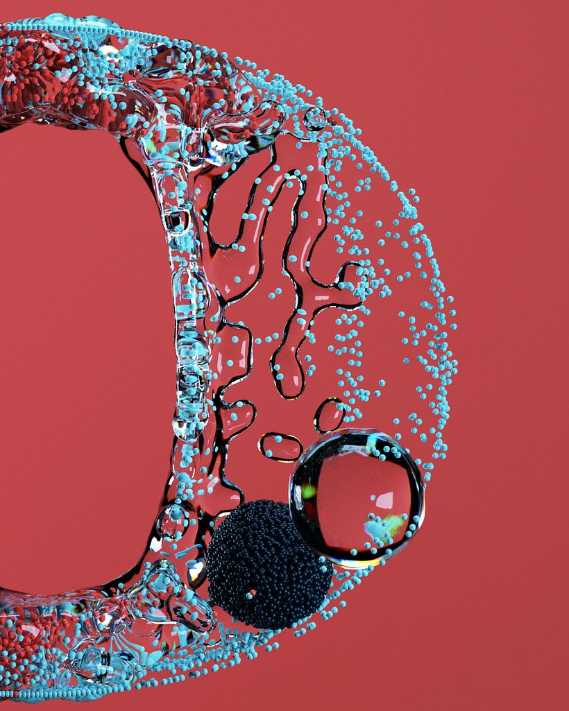 BUBBLE FLOW: Lettering 3D animado con X-Particles 25