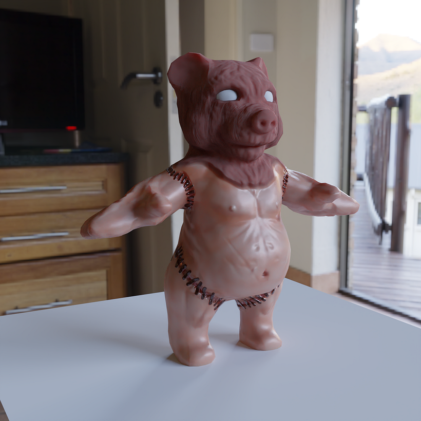 Primer render luego del inicio de la retopología y texturizacion