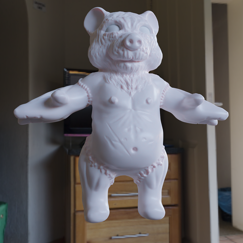 Modelo High poly finalizado luego de seguir experimentando con el osito