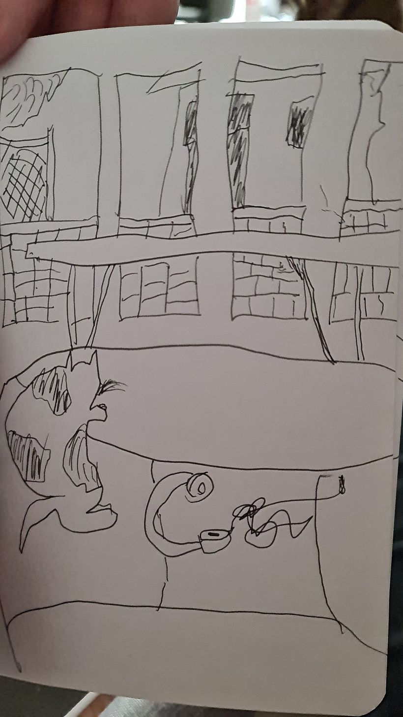 Like you, I lack any skill, but I tried to draw my surroundings. Can anyone describe what he/she sees to me? (objects/places)