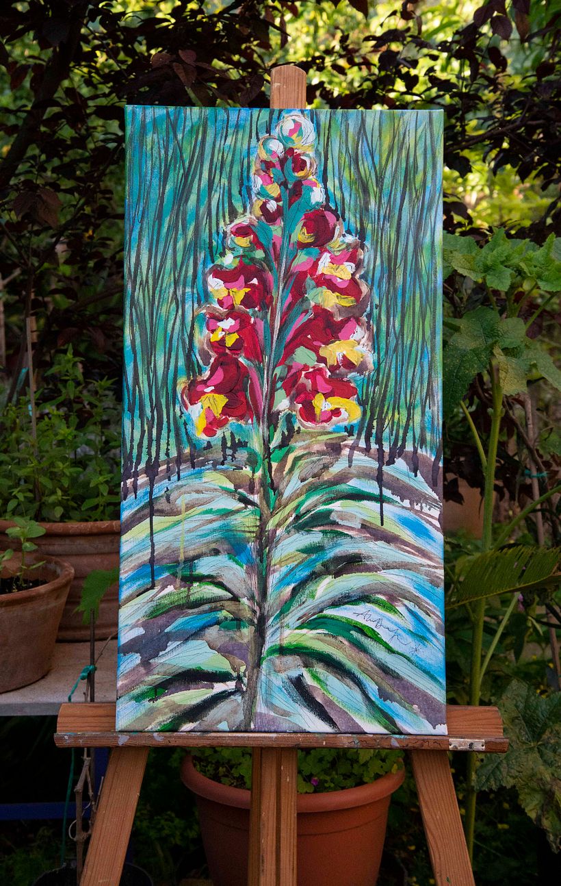 "Bocas de león/Dragón" - Técnica mixta: Pintura acrílica, sprays, tintas, rotuladores y lápices... Año 2019 
