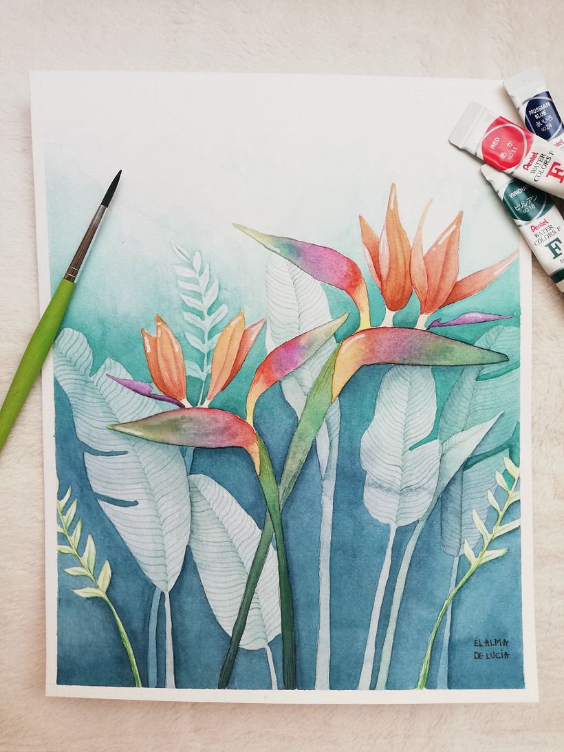 Mi Proyecto del curso: Técnicas de acuarela en negativo para ilustración botánica 1