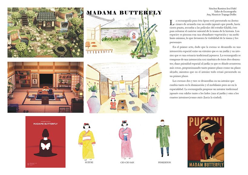 Entrega para la clase de escenografía, usando lo aprendido en el curso de ilustración japonesa