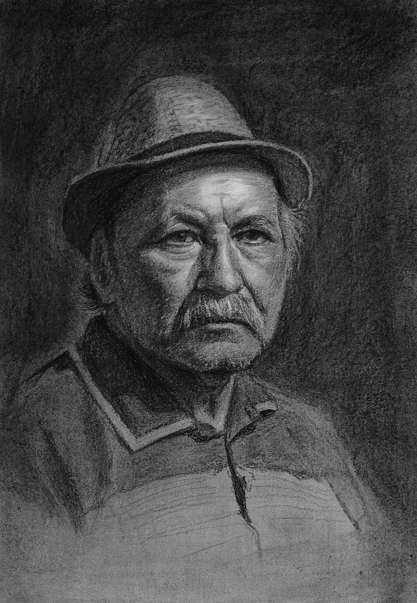 Mi Proyecto final. Retrato al carboncillo de mi padre 1