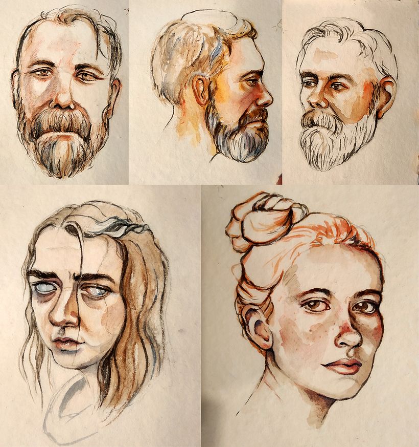 Mi Proyecto del curso: Cuaderno de retratos en acuarela 7