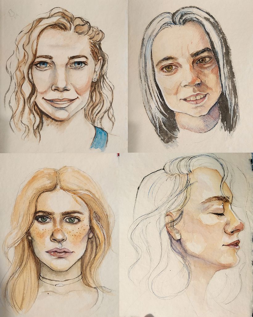 Mi Proyecto del curso: Cuaderno de retratos en acuarela 8