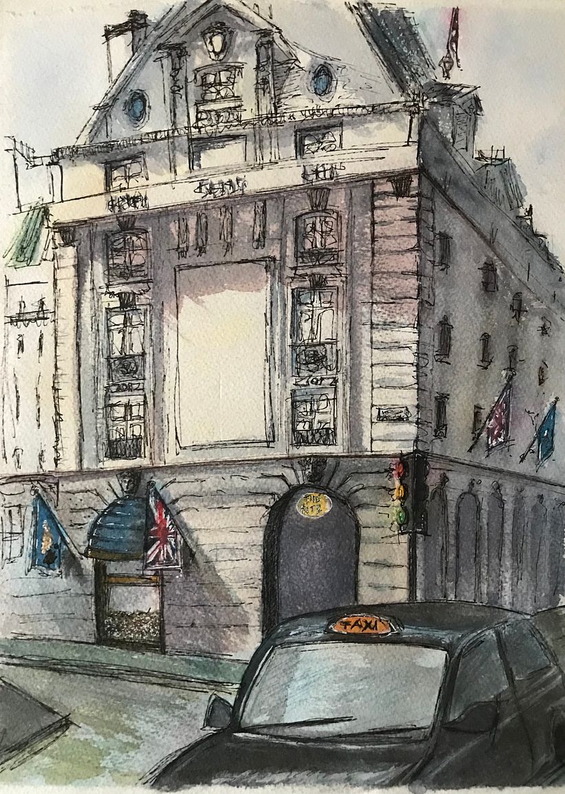 Architectural sketch of the Ritz in London 