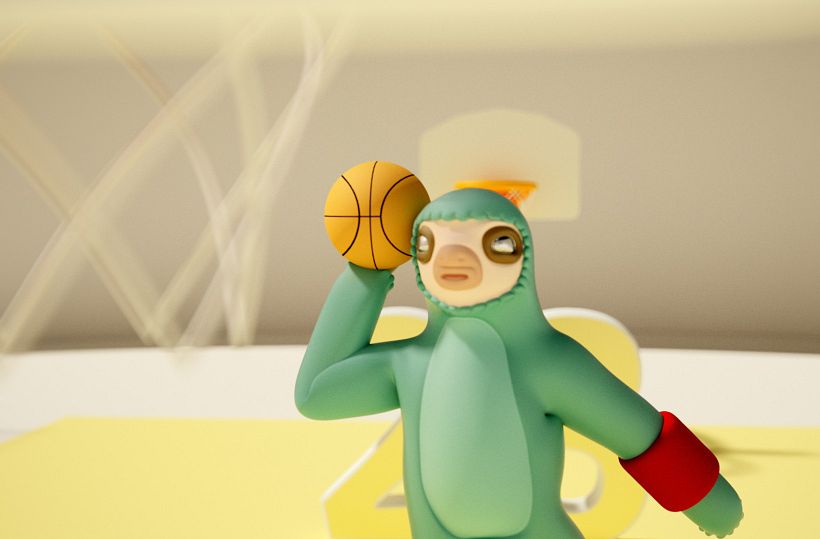 El oso perezoso jugador de baloncesto.