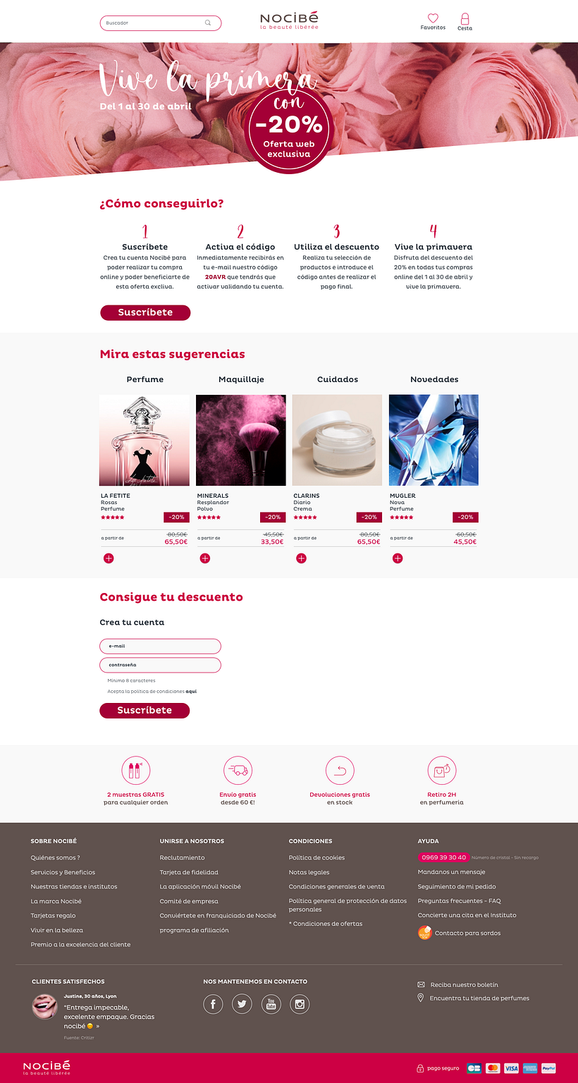 Landing page de la campaña de suscripciones.
