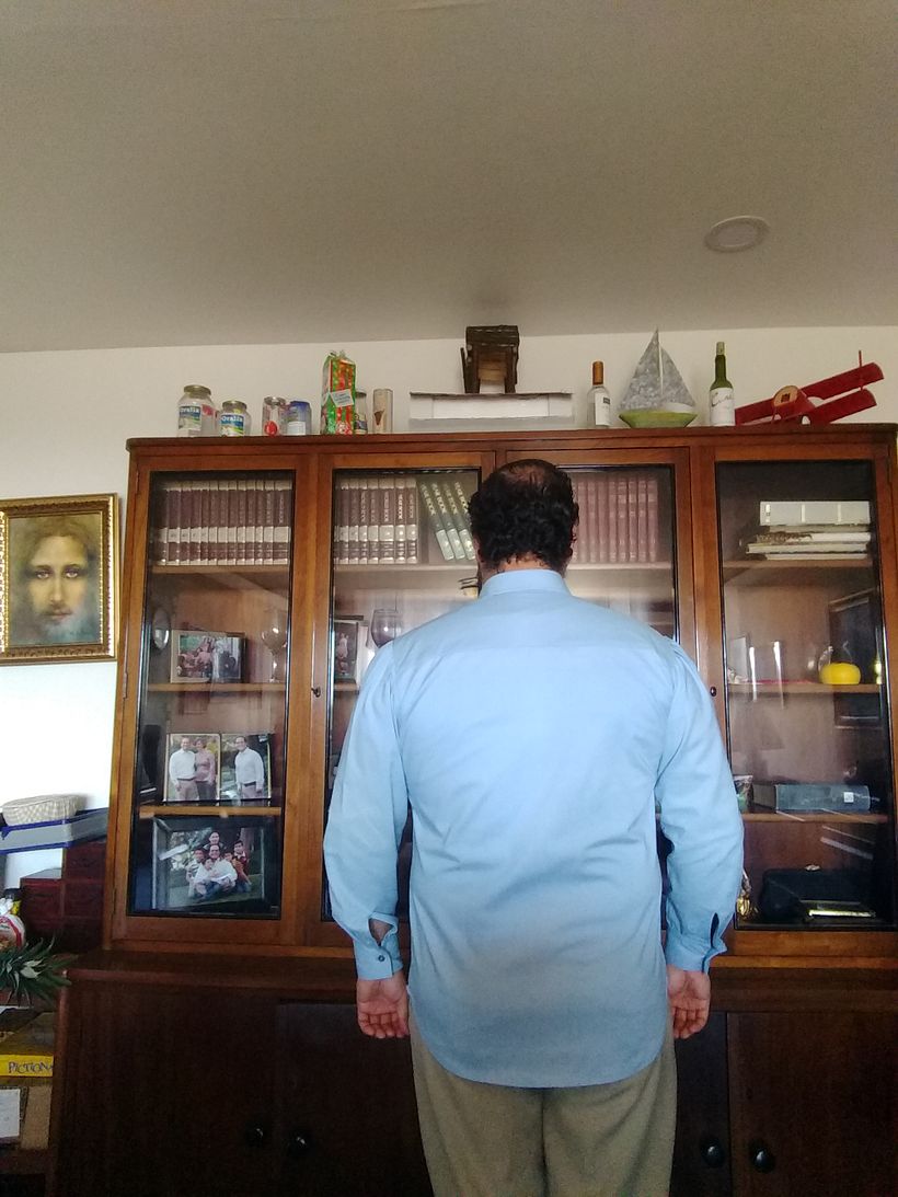Camisa completa, planchada, vista por atrás.