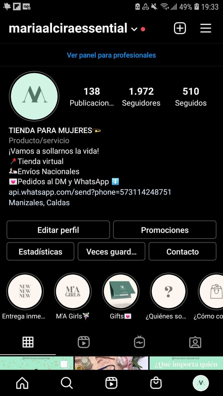 Nombre de la empresa, contactos, historias destacadas importantes, perfil de empresa!