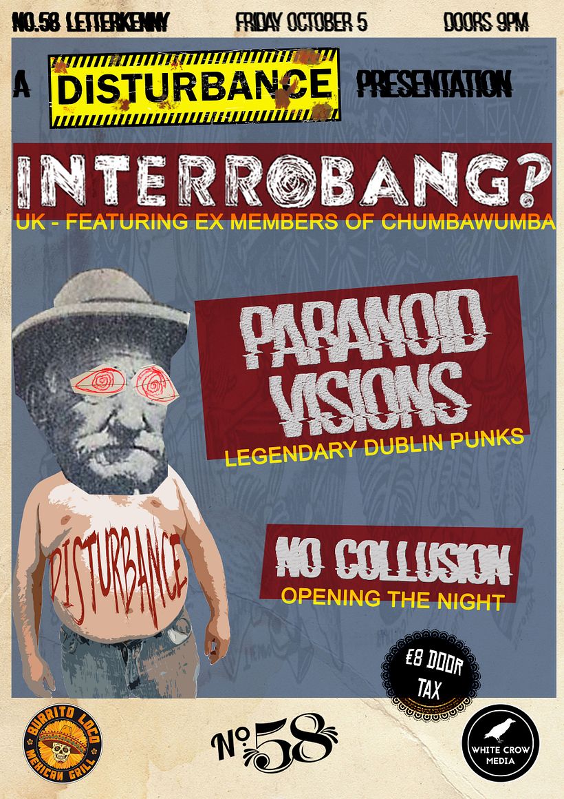 Interrobang + Paranoid Visions + No Collusion (Gig Poster) -1