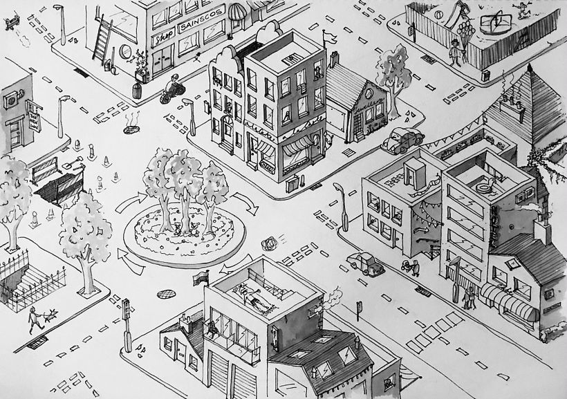 Shading added to Isometric town
