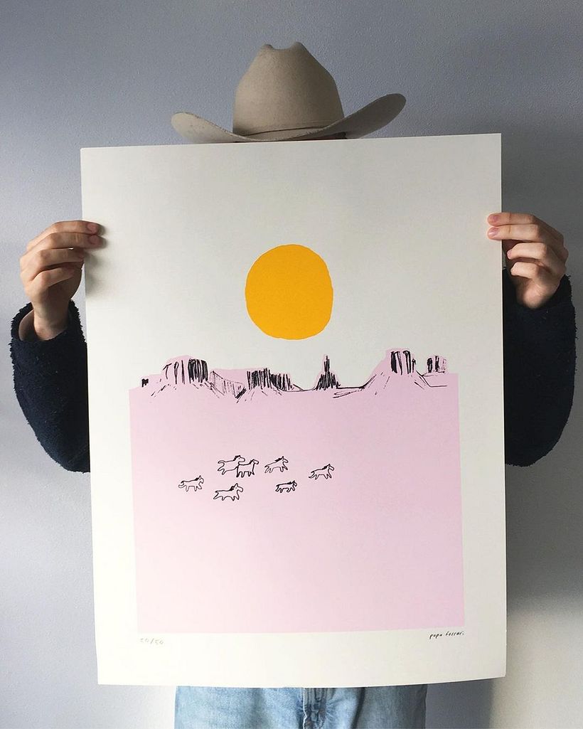 Rally the horses silkscreen print by Papa Ferrari.