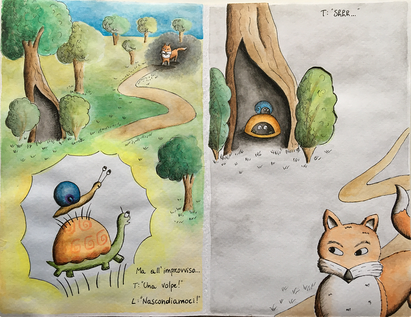 La Lumaca e La Tartaruga (the snail and the tortoise) - My project in Narrative Techniques for Illustrated Stories course 2