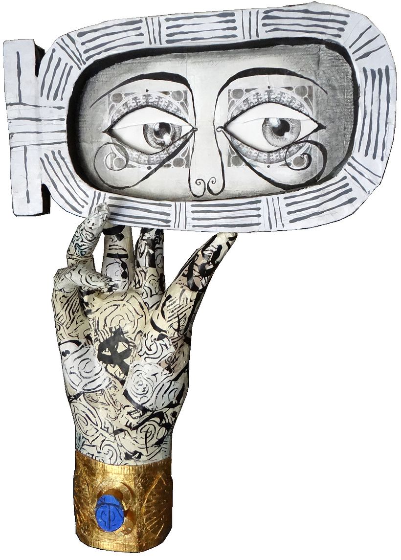 Cardboard, paper, silkscreen, foil construction