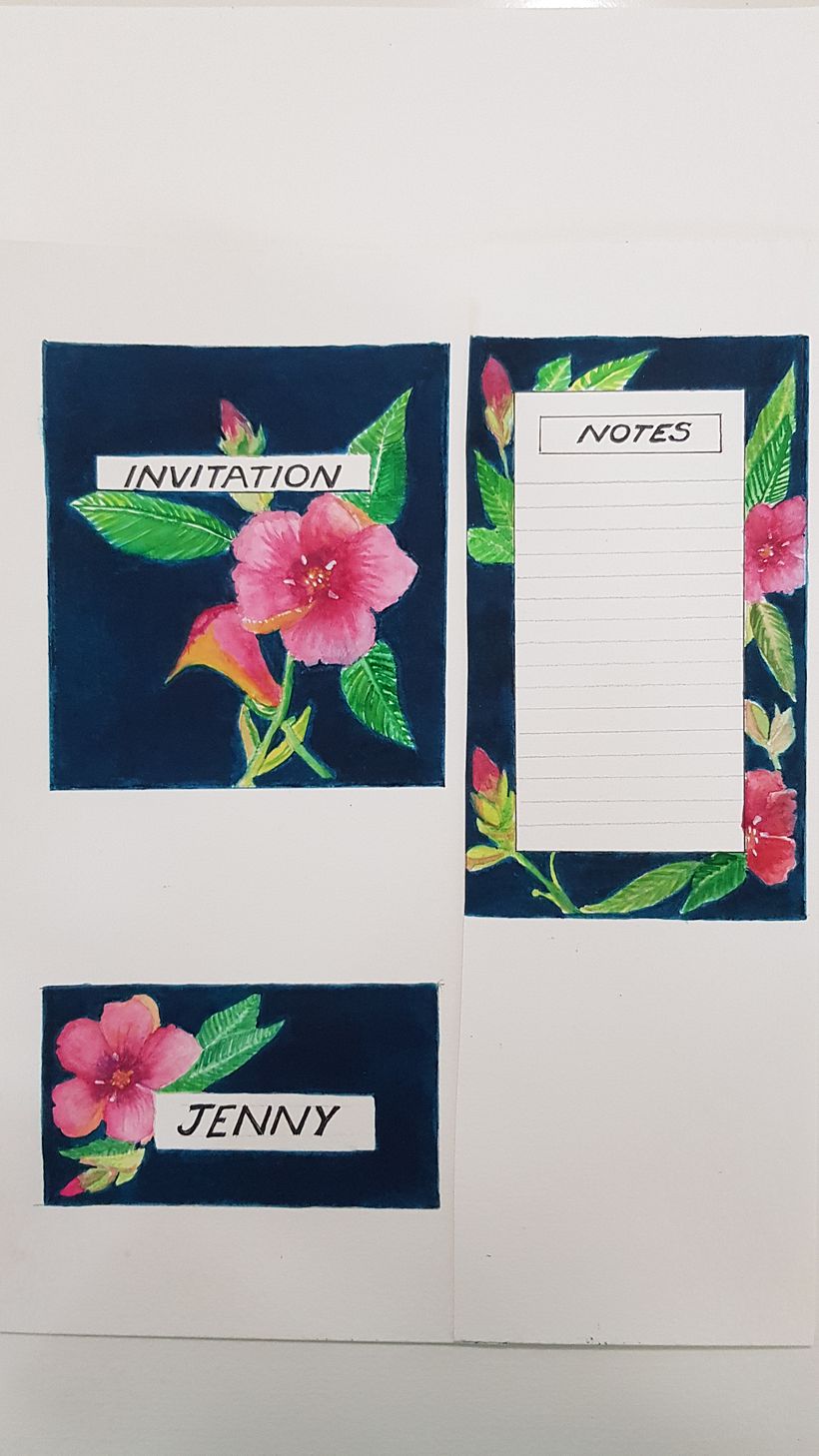 I created my own stationery set by hand, as I just cannot get my head around photoshop...given that I will never use it in the future, I decided to do it my way..by hand. I enjoyed the course though, learnt a lot about painting botanicals, thankyou. 0