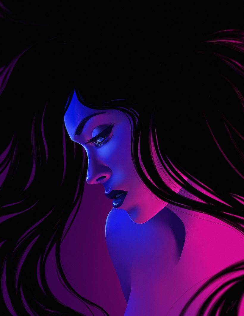 Neon Portrait - Pintura digital