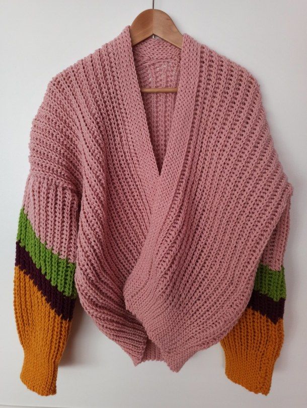 Knit-like garment, made using crochet.