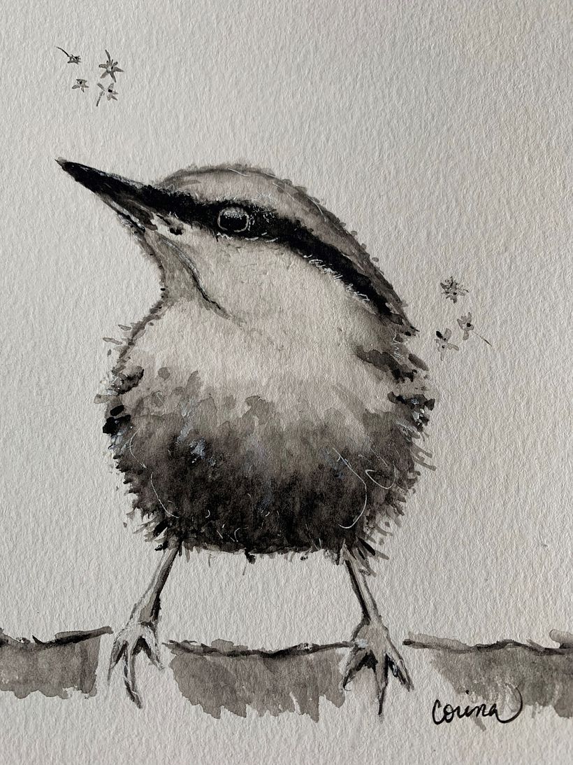 Watercolor Tonal Value Bird 1