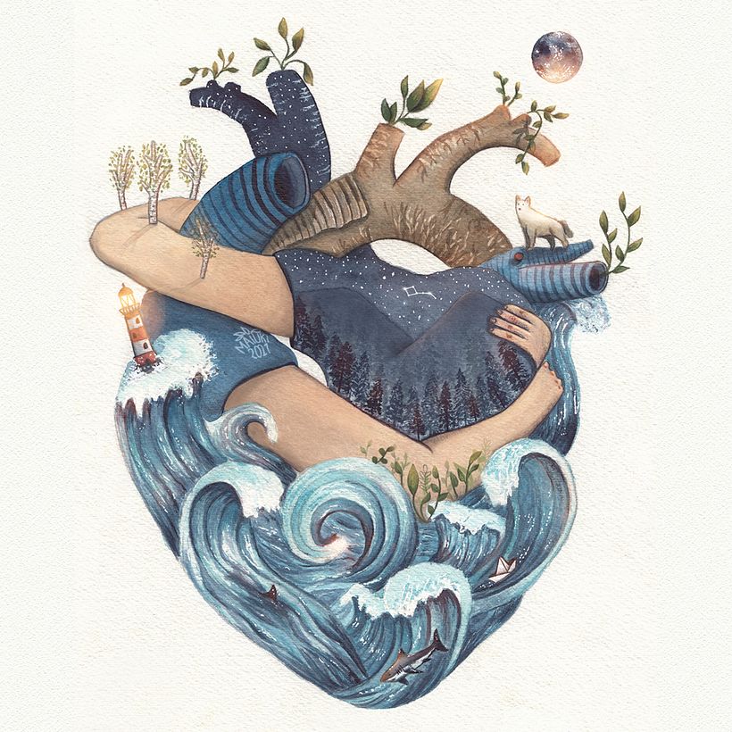 Mundos flotantes de acuarela 1