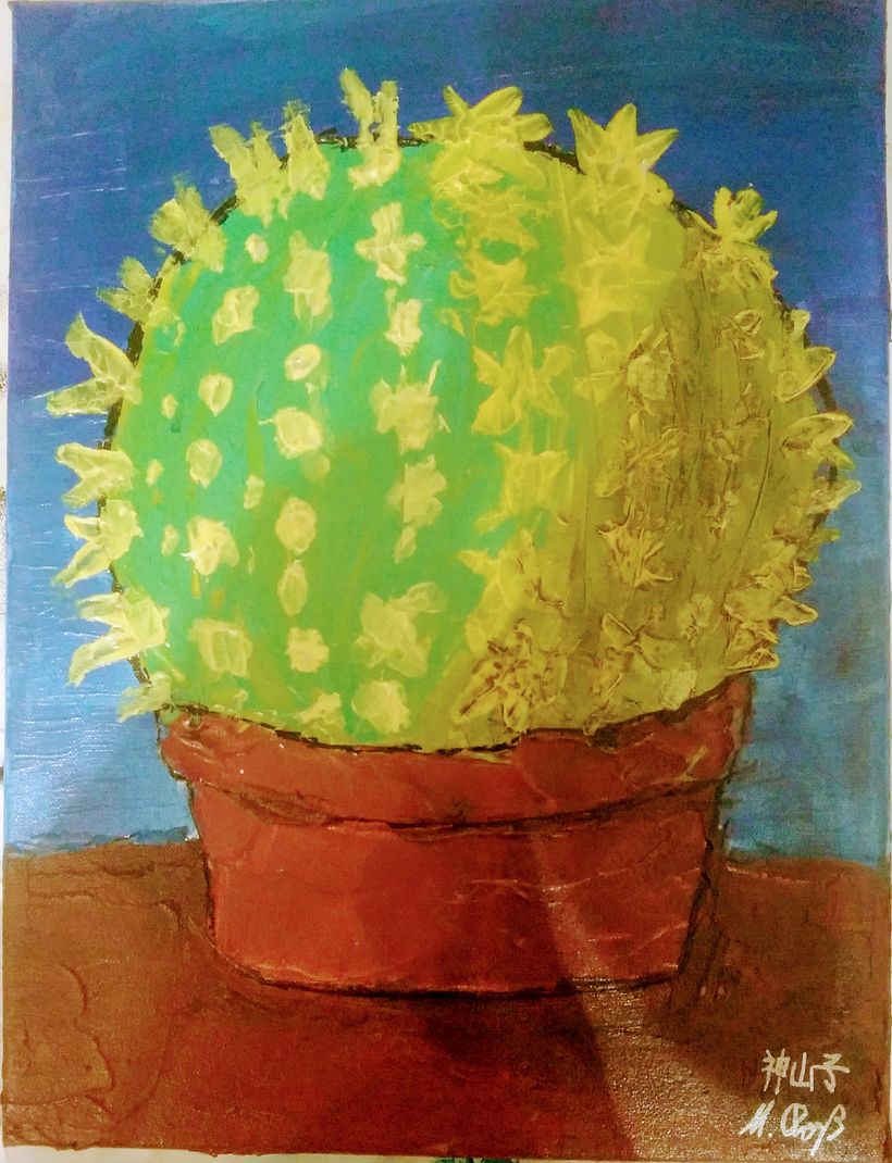 An impression of my little Mother-In-Law's Cushion. Heavy Acrylics (Liquitex/Amsterdam) on Canvas, Palette knife.