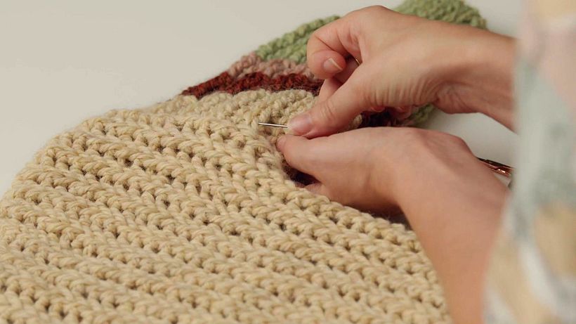 We use needles for wool to join pieces together.