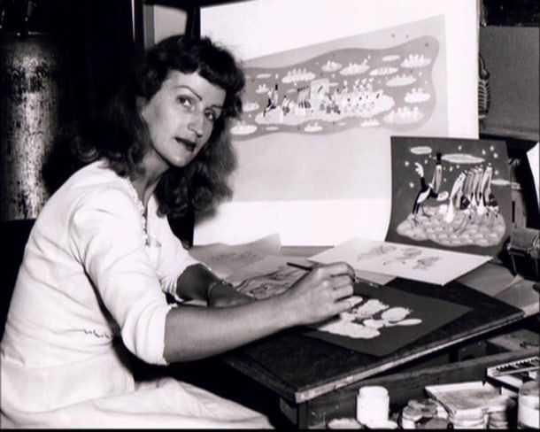 Portrait of Mary Blair at work. Image by IMDb.