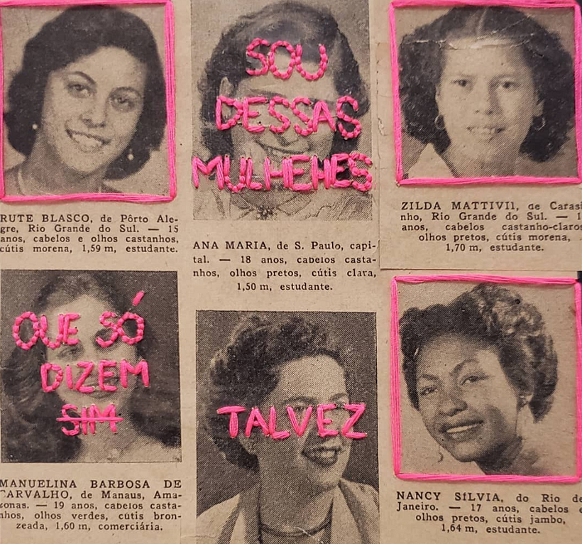 Heloísa usa o bordado e a colagem como plataforma 