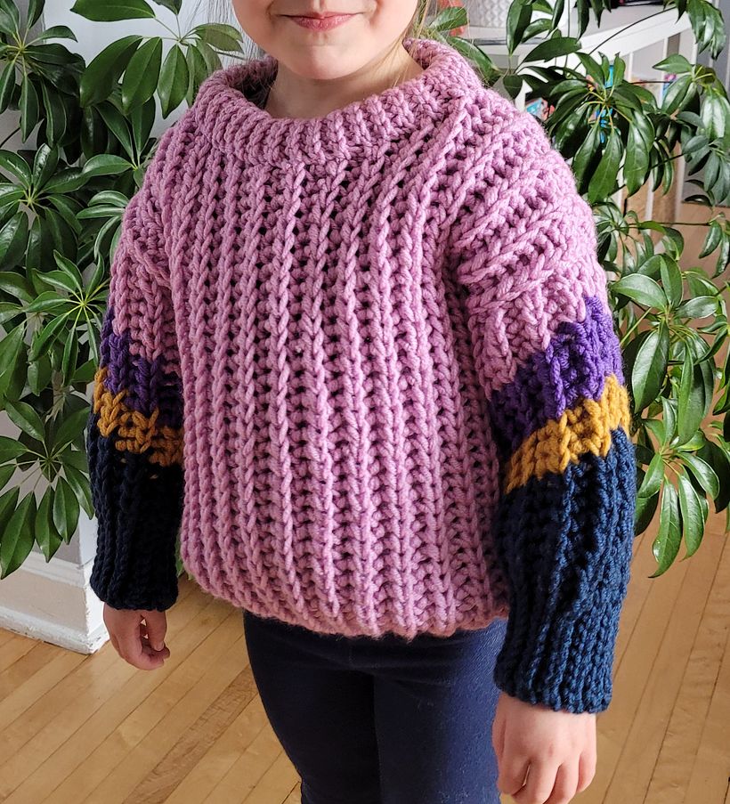 Mi primer jersey de principio a fin y mi pequeña modelo luciéndolo!