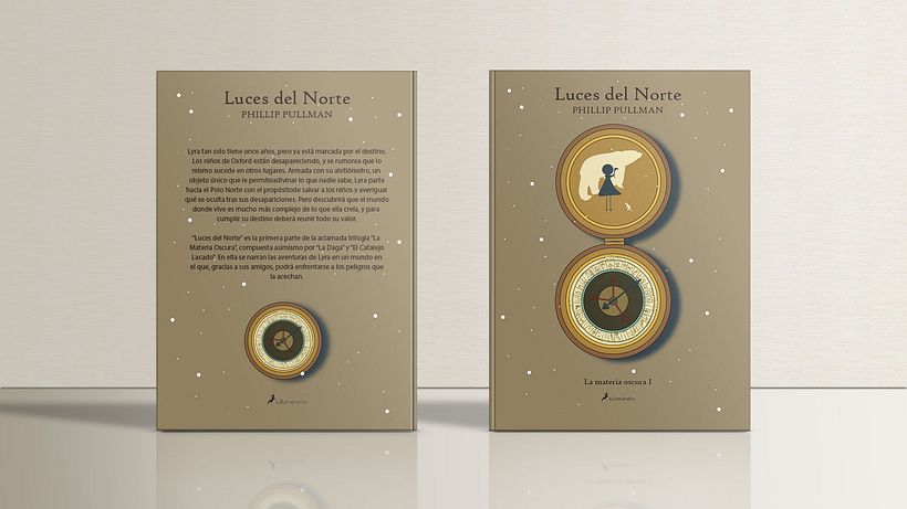Rediseño de la portada del libro "Luces del Norte" de Phillip Pullman